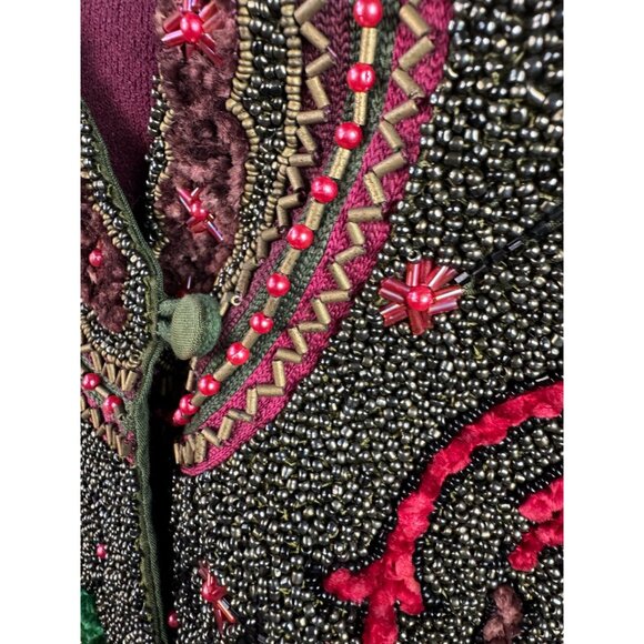 Vintage Other Destinations Hand-Beaded Silk Vest With Floral Embroidery & Rayon - Picture 3 of 16